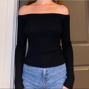 Off the shoulder black sweater